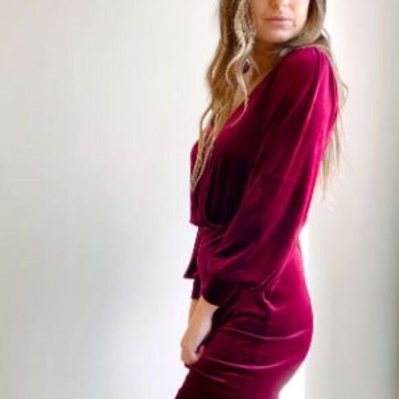 Gentle Fawn Red Burgundy Velvet Dress - Picture 1 of 11